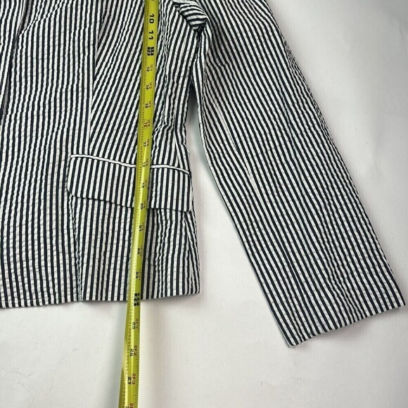 Sandro Blazer Jacket seersucker striped lightweight three button Gray White XL - Picture 10 of 12